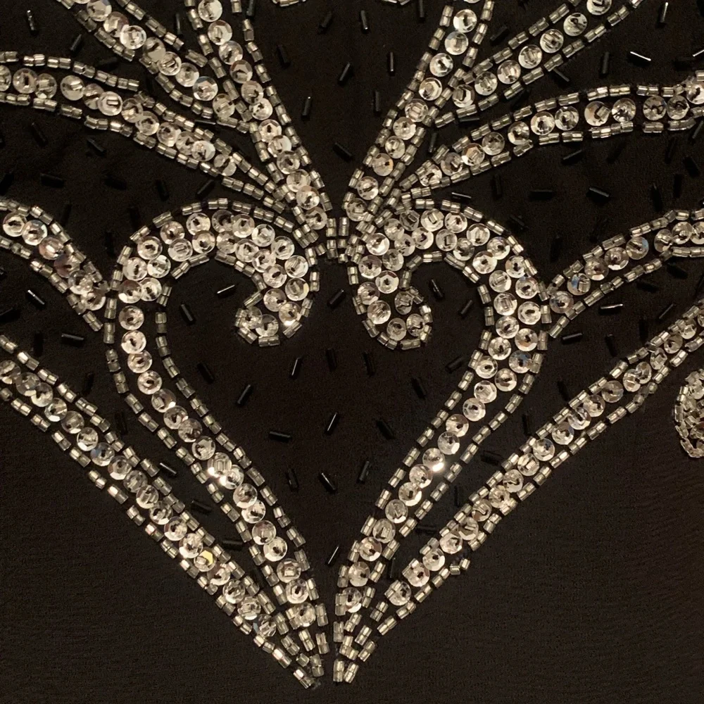 Pro Magic Prom Dress 4 S Black Silver Sparkle Beaded Long Formal Evening Gown - Picture 4 of 9